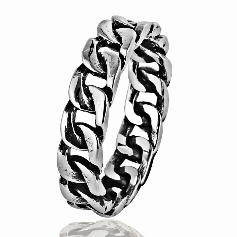 2023 New Design Hip Hop Stainless Steel Cuban Chain Finger Ring for Men and Women Fashion Jewelry Rings