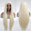 Factory Synthetic T-part Lace Wig Long Light Blonde Straight Wigs for White Women Daily High Density Natural Hair Wig