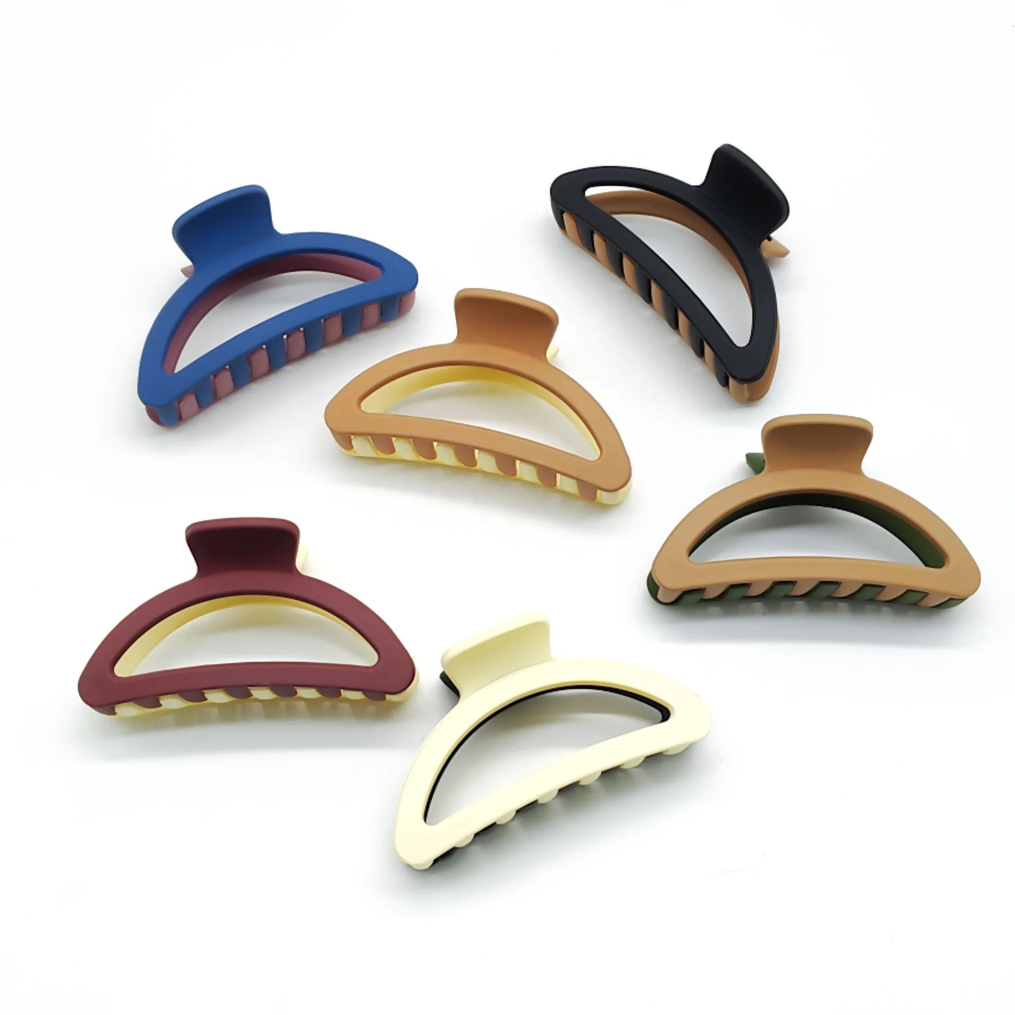 MIO Matte Color Hair Clamp Two-color Arc Grip Clip 9cm Large Back of Head Pan Hair Matching Shark Clip Women Hair Accessories