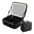 Travel Makeup Bag with Light up Mirror Train Case Portable Cosmetic Bag Organizer Storage with Adjustable Dividers