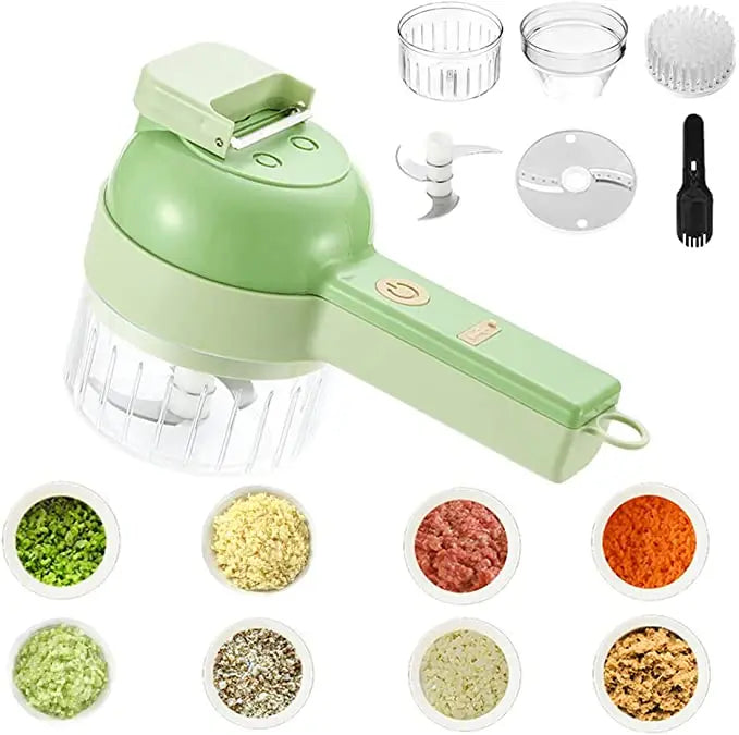 4 in 1 Mini Electric Stainless Steel Vegetable Cutter Portable Vegetable Chopper Eco-Friendly Food Processor Vegetable Slicer