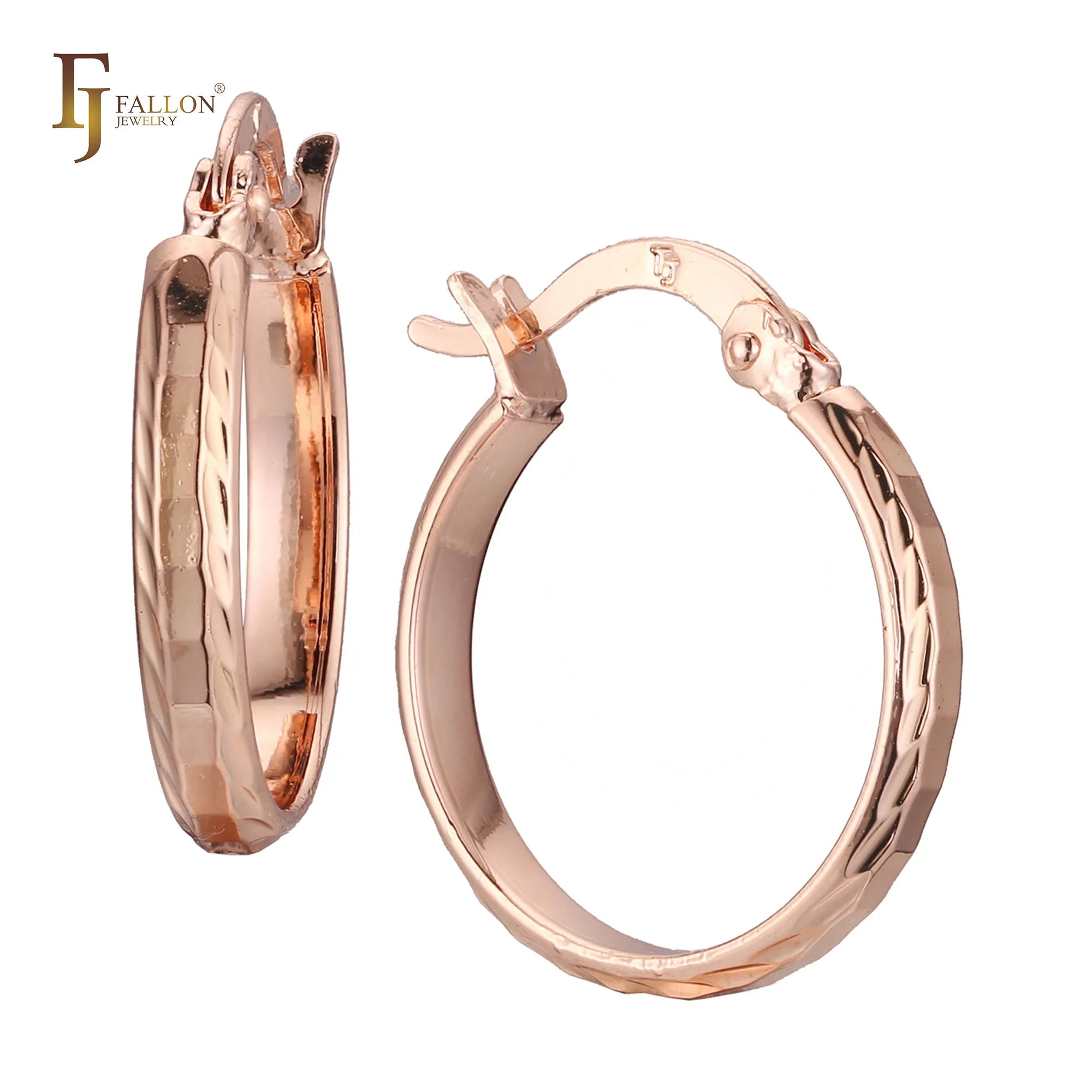 FJ Fallon Fashion Jewelry Hoop Earring Plated in Rose Gold Brass Based