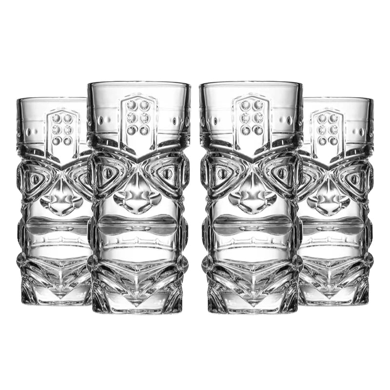 Exotic Zombie Faced South-sea Themed Glass Mug Multi-purpose Bar Tumbler Thickened Glassware Tropical Tiki Cocktail Glass Cup