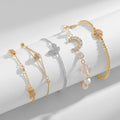 Factory Wholesale Women Girls 18k Real Gold Plated Moon and Star for Bracelets Crystal butterfly and Heart Charm Bracelet