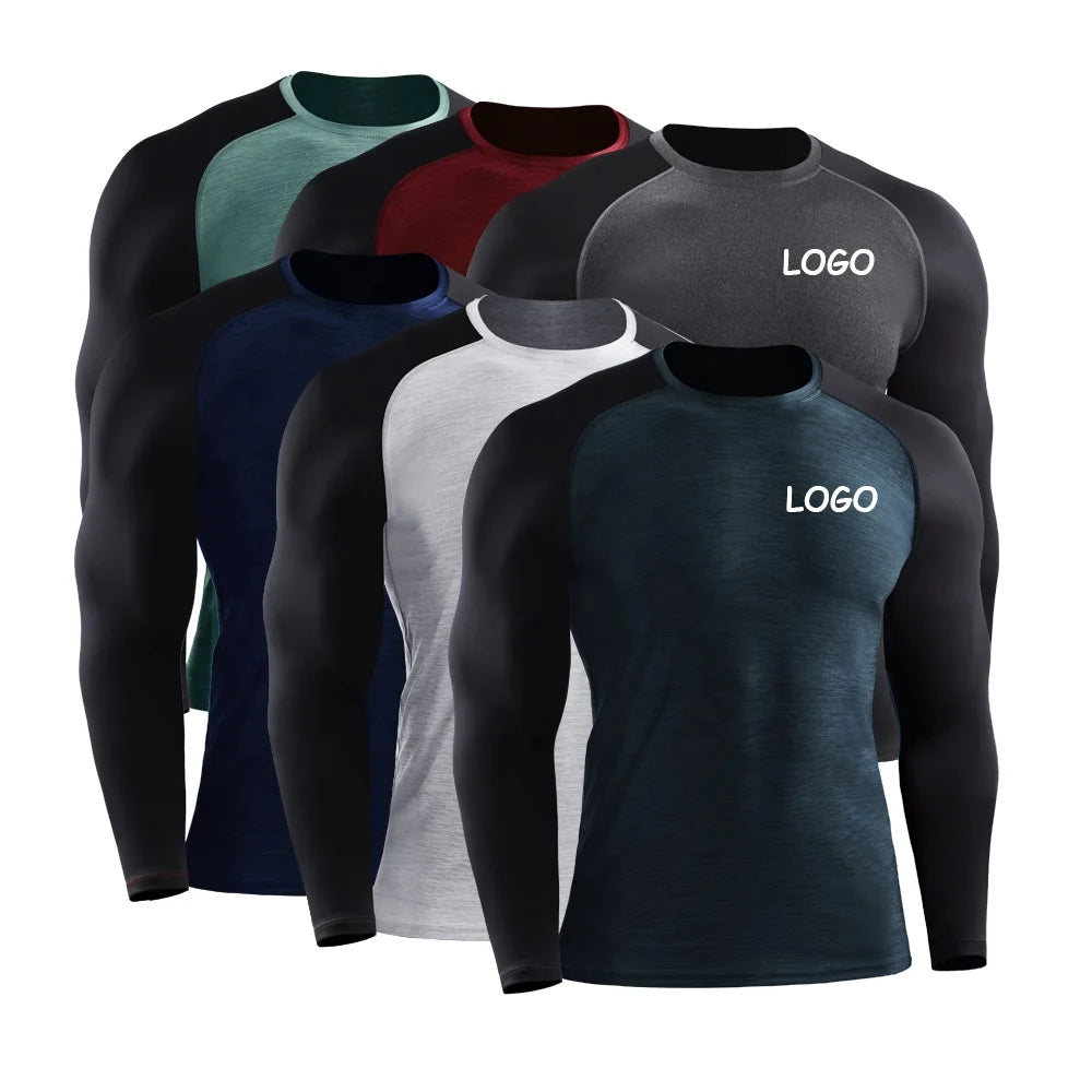 Men's New Sports Long Sleeve Gym Clothes Outdoor Running Tight Training Fitness Wear High Elastic Quick-drying Gym Men Clothes