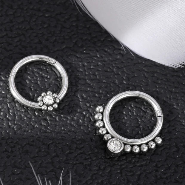 POENNIS Bulk Zircon Clicker Nose Ring with Welded Bead Body Piercing Jewelry for Women-Wedding Gift