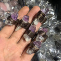Handmade Irregular Wire Wrapped Gemstone Rings Women's Jewelry with Healing Amythestyst & Colorful Crystals CNAS Certified