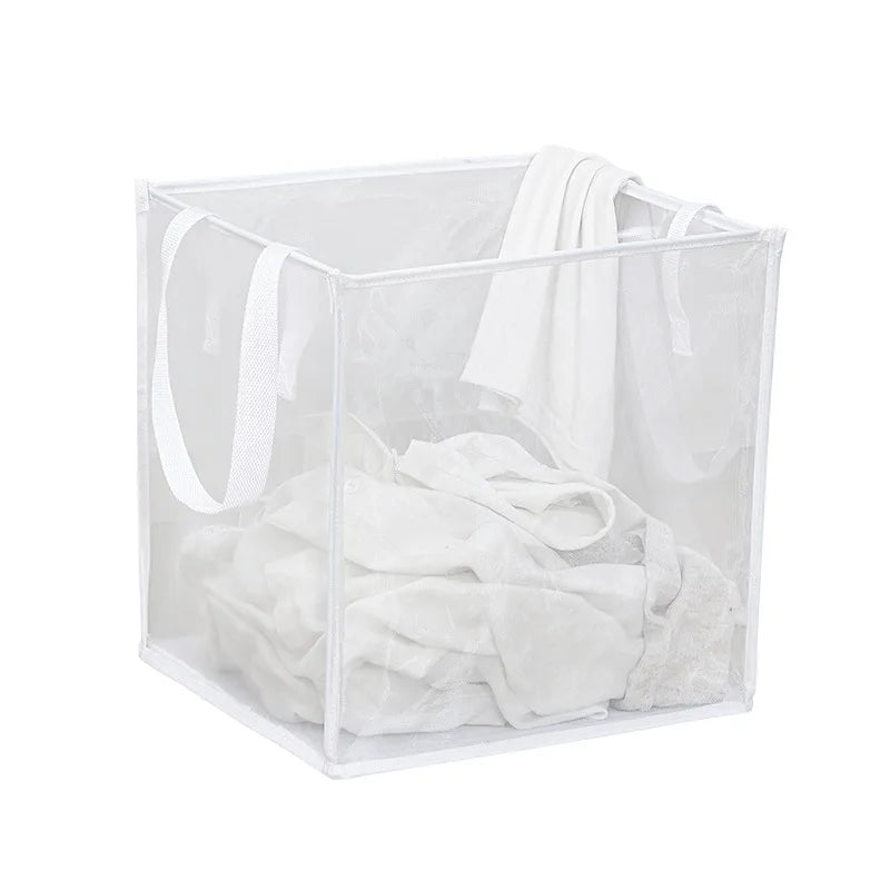 Wholesale Collapsible Transparent Mesh Laundry Basket Clothes Storage Basket Organizer Kid Toy Storage Folding Laundry Hamper