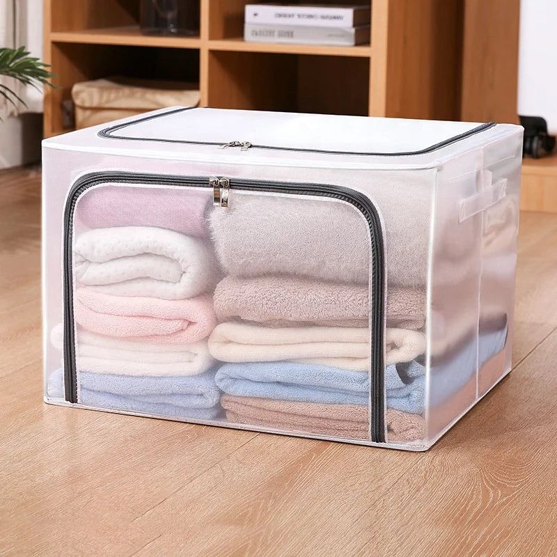 Hot Sell Waterproof Transparent Clear Steel Collapsible Nylon Mesh Folding Storage Box for Clothes