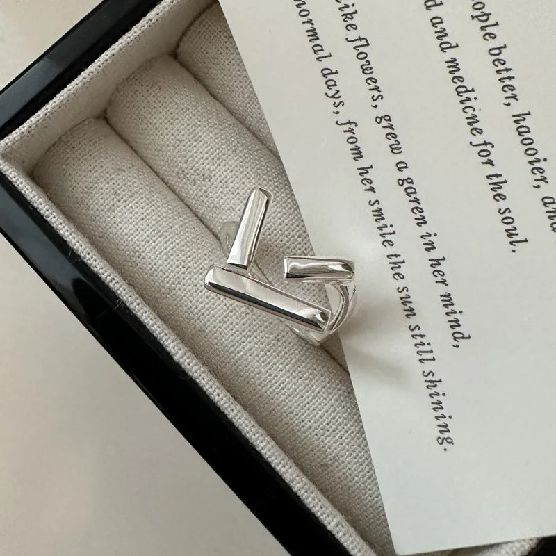 Unique Special Design 925 Sterling Silver Three Piece One Bar Open Adjustable Rings for Girls Fine Jewelry