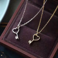 Fashion Love Key Diamond Zircon Pendant Necklace 925 Sterling Silver 14K Gold Plated Key Necklace