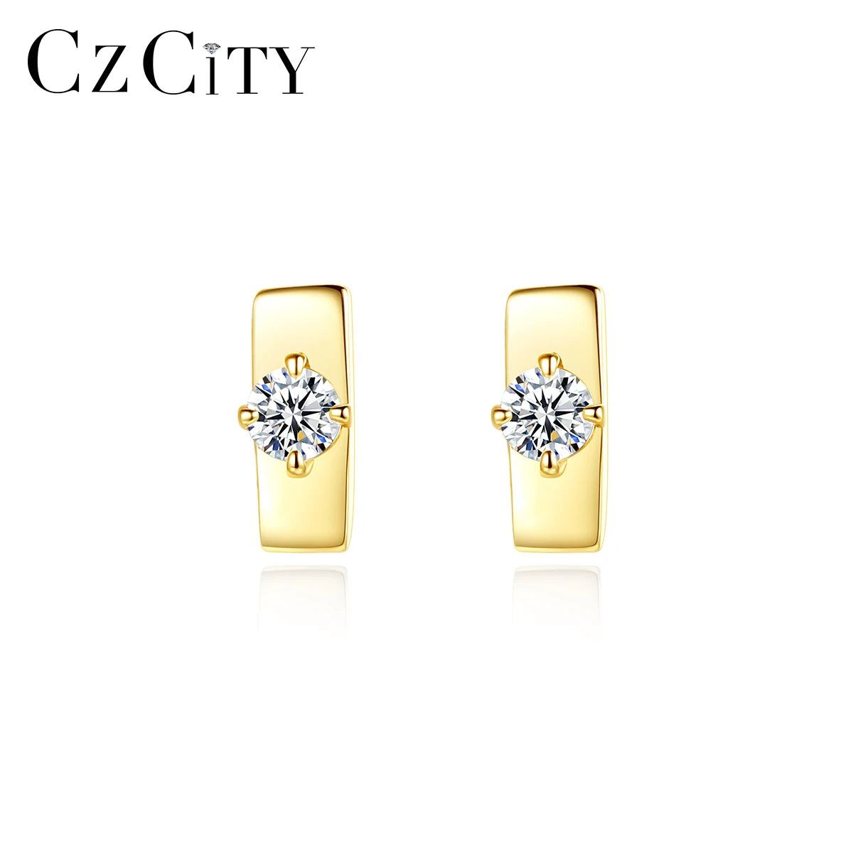 LUOTEEMI CZ Stud Gold Plated Dainty Ear Ring Women Trendy Simple 925 Sale Mini Geometric Earrings