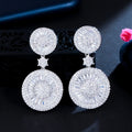 Top Quality Stunning Cubic Zircon Micro Pave Bridal Long Big Round Drop Earrings for Wedding Gift Jewelry Accessories