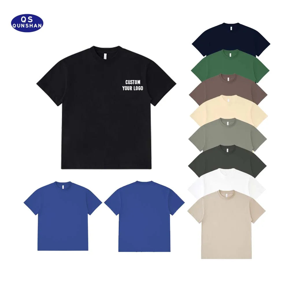 Custom Plain Heavy Cotton Luxury Color Boxy Tshirt Custom Screen Printing logo O-Neck Blank T-shirt Oversize T-shirt for Men