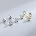 Classic Simplicity Jewelry S925 Sterling Silver PVD Gold Plated 3-5mm Micro Pave Zircon Screw Thread Piercing Stud Earrings