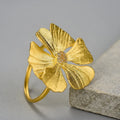 China Wholesale Lotus Fun Handmade 925 Sterling Silver 18k Gold Plated Peony Flower with Zircon Rings Fine Jewelry for Women