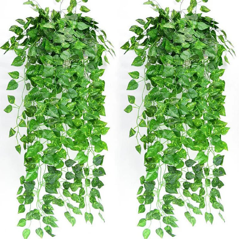 O-X244 Simulation Greenery Rattan Faux Ivy Leaf Fake Green Leaves Vine Wall Hanging Decorative Artificial Foliage Leaves Vines