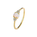 American Sterling Silver 14K Gold Plated Opal Wedding Ring Ladies' Simple Ins Diamond-Encrusted Geometric Pattern for Parties