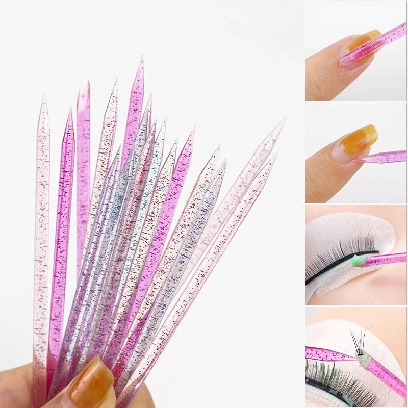 100pcs Orange Wood Stick Cuticle Tool Doublehead Reusable Crystal Wood Stick Cuticle Wood Nails Pedicure Care Drill Stick