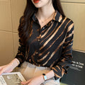 Loose Zebra Print Long Sleeve Shirt Women Blouse Tops Fashion Office Lady Autumn Turn Down Collar Clothes Blusas 22993