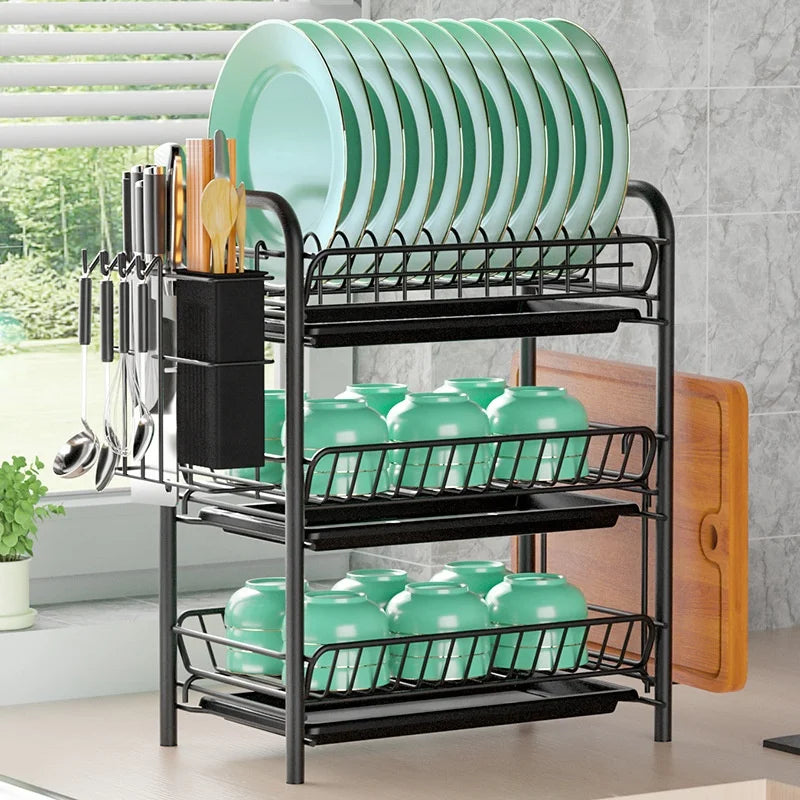 Thicken Kitchen Rack Single Tier Bowl Plate Drain Rack Tableware Storage Rack Standing Type Metal