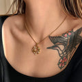 NEW HOT STAR VINTAGE LUCKY TOKEN PENDANT ZIRCON NECKLACE Dazan Winter 18k Gold Plated Tarnish Free Stainless Steel JEWELRY