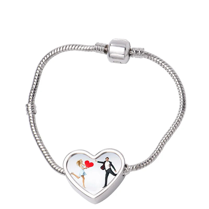 RubySub New Heart Cremation Sublimation Bracelet Blanks Memorial Ashes Bracelet Women