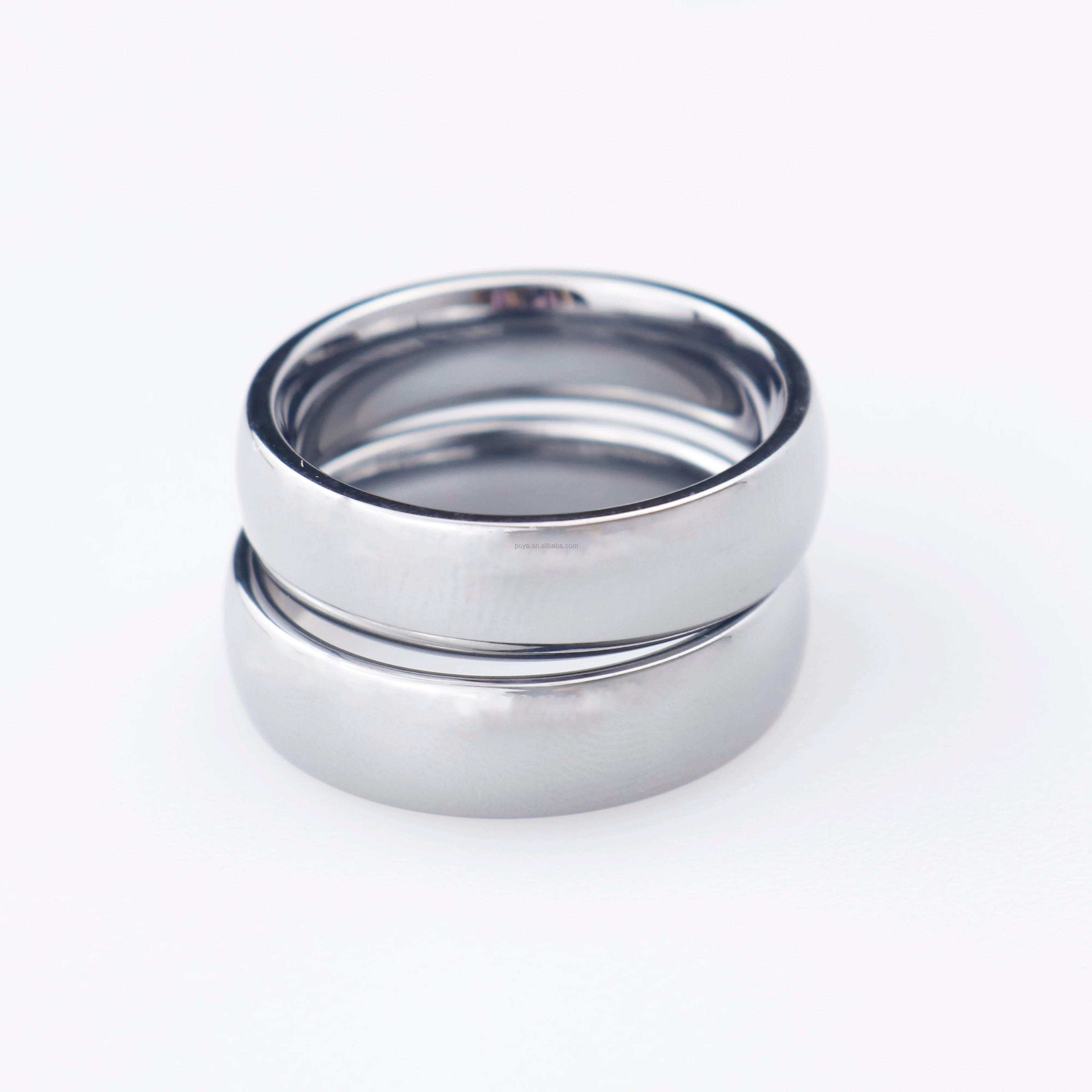 Poya Silver Polished Dome Blank Wedding Band Tantalum Jewelry Ring