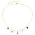 Cute Fruit Zircon Necklace Vintage Colorful Gold-plated 18K Wedding & Anniversary Gift for Women Fashion Jewelry