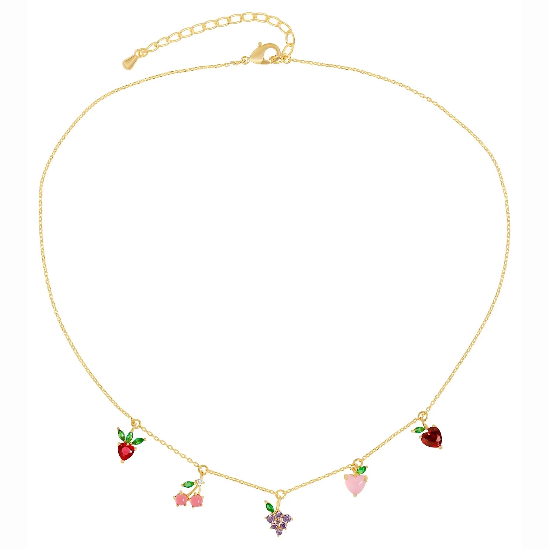 Cute Fruit Zircon Necklace Vintage Colorful Gold-plated 18K Wedding & Anniversary Gift for Women Fashion Jewelry