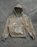 Qiao Shou Heavyweight Oversized Ripped Streetwear Men Custom Sun Faded Distressed Vintage Acid Wash Pullover Hoodie