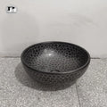 Jingdezhen Black Engraving Contemporary Ceramic Round Countertop Mounted Water Resistant Eco-Friendly Washing Basin for Bathroom