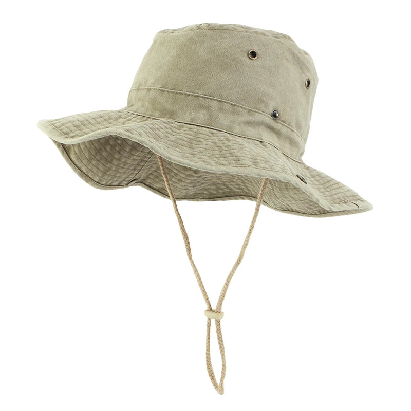 Wholesale Custom Logo Hair Accessories Climbing Hiking Outdoor Sun Hat Fishing Washed Cotton Boonie Hats for Women Men