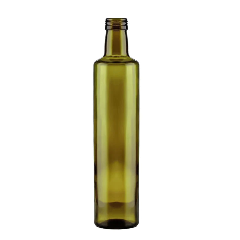 750ml Empty Glass Bottles for Olive Oil Round Green 500ml 1L Glass Olive Oil Bottle With Matching Lid for Cooking Oil