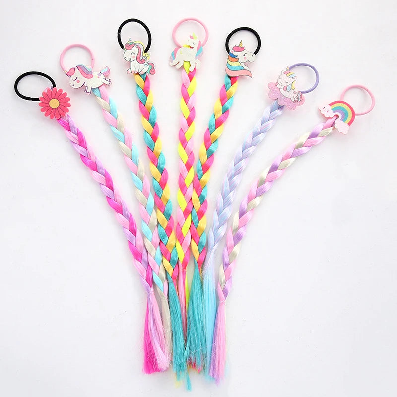 Wholesale New Style Wig Elastic Hair Band Sequin Unicorn Glitter Hair Clips Hair Tie for Girls Kids