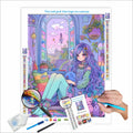 N-2166 5d Diamond Painting Paint by Diamond Full Square Canvas Handpainted Cartoon Girl Portrait Wall Art 40x60cm