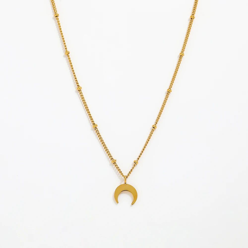 Joolim Jewelry Stainless Steel Crescent Pendant Choker Necklace Stainless Steel Jewelry
