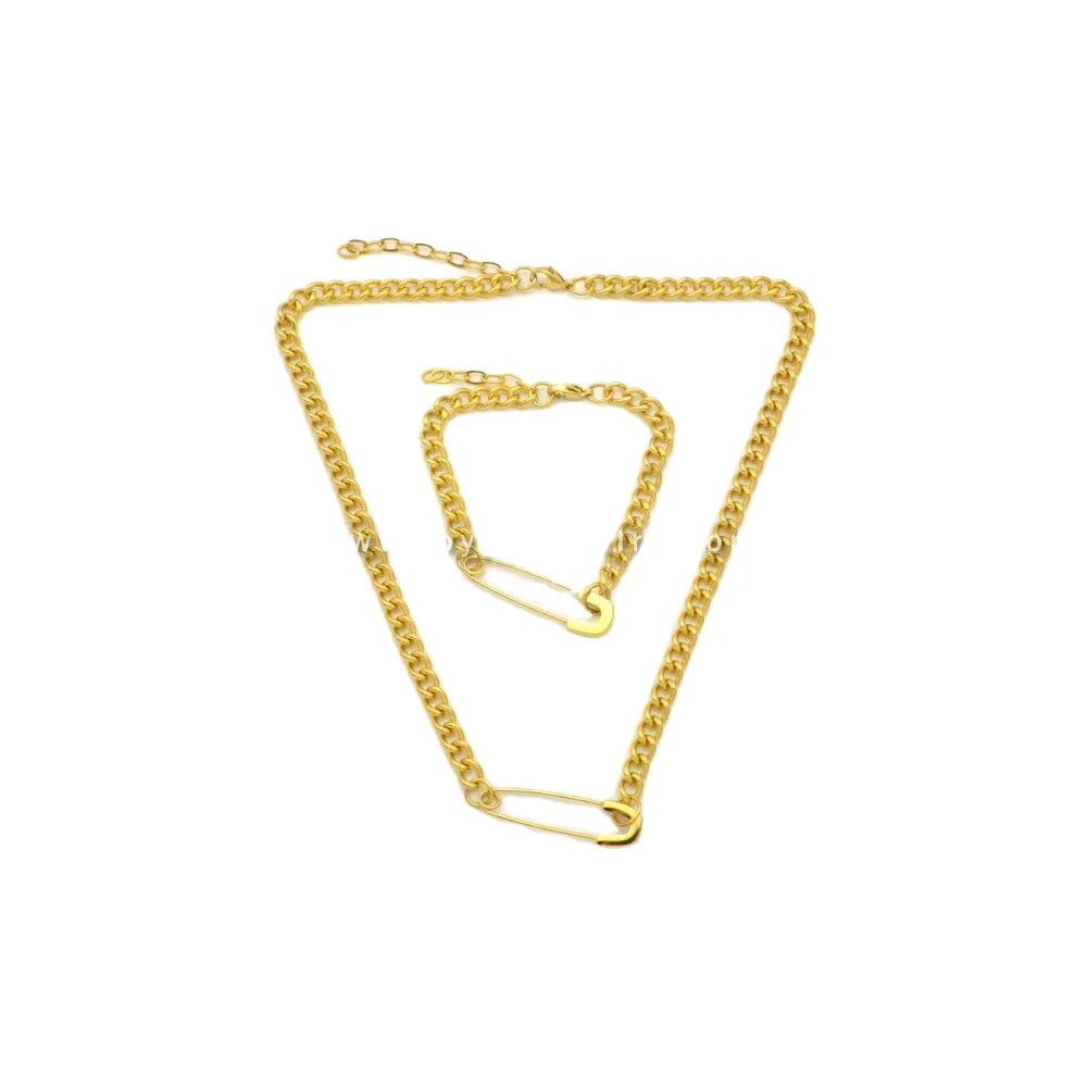 High Quality Vintage Jewelry Set Stainless Steel Necklace Bracelet Jewelry Set Gold Silver Plated