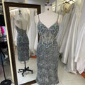 Elegant Ladies Evening Prom Dress 2026 Wholesale V-Neck Midi Length Tassel Sequins Beading Embroidery Natural for Parties