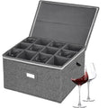 Large-capacity Moving Foldable Champagne Flute Drinkware Case Stackable Wine Glass Storage Box With Dividers