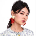 Premium Custom Vintage Flower Shape Women's Chandelier Earrings Crystal Rhinestone Acrylic/Lucite Material Logo Design for