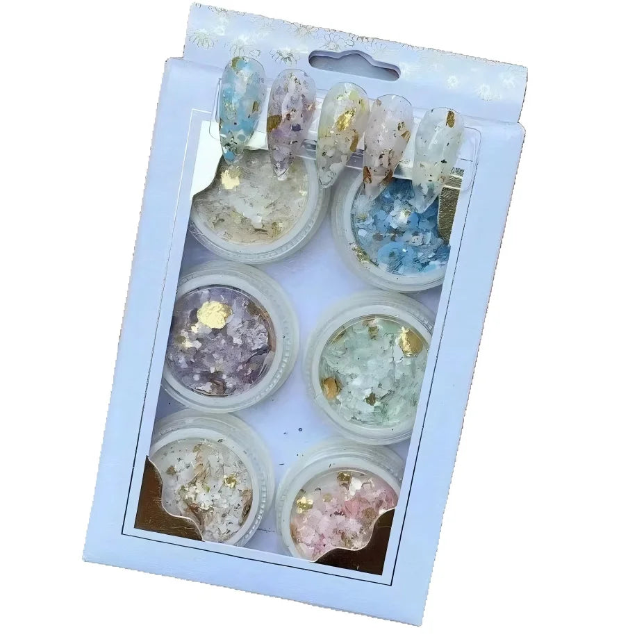 6colors Marble Stone Nail Glitter Sugar Powder Nail Powder Marshmallow Powder Dust Sequins Manicure Nail Art 3D Decorations