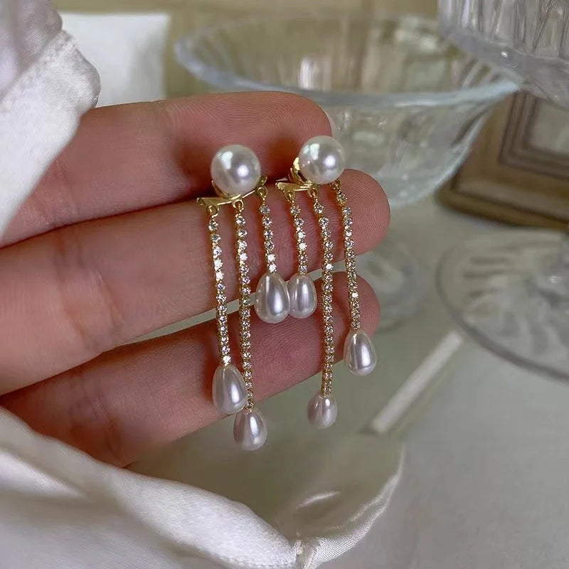 E1840 8-9mm DIY Natural Freshwater Pearl Charm Earrings Mounting Accessory 925 Sterling Silver Gold Plated  Jewelry for Women