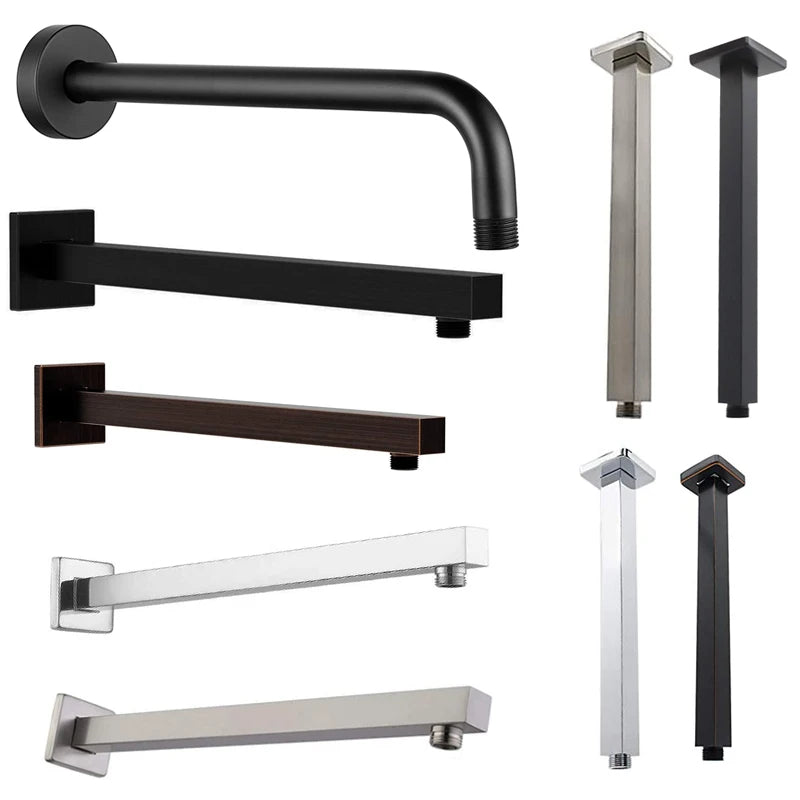 Brass Chrome Polished 12''/16'' Head Arm Extension Pipe for Hotel Use Single Handle Ceiling/Wall Mount Standard Thread