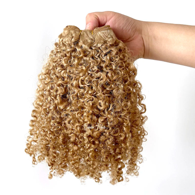 VMAE Kinky Curly European Russian Blonde #27 Afro Kinky Curls Deep Curly Weft Virgin Hair Weave Raw Human Hair Bundles Extension