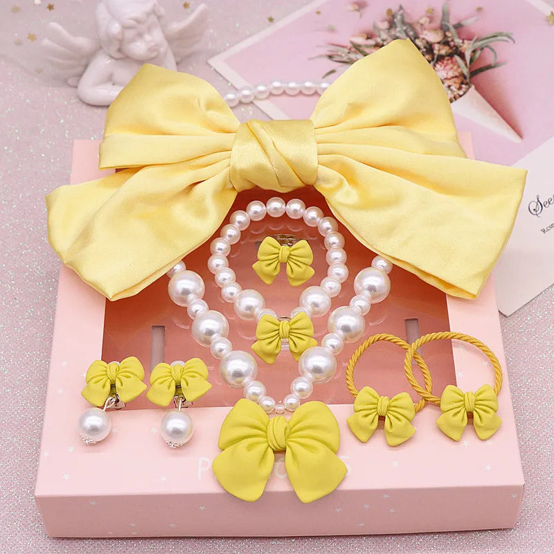 Plastic Pearl Beads Cute Bowknot Jewelry Set for Little Toddler Girls Kids Children Accessory Set China Wholesaler Factory Price