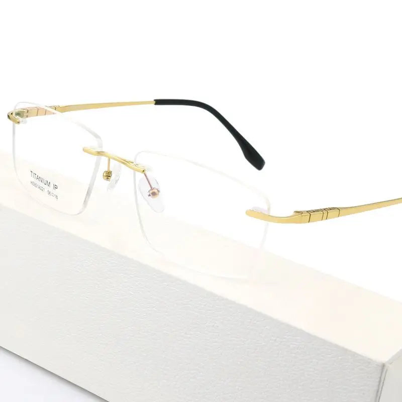 Exquisite Frameless Titanium Big Face Business IP Male Myopia Pure Titanium Eyeglass