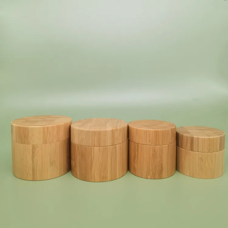 Empty 30ml Cosmetic Containers 100% Organic Wood Bamboo Glass Jar/Bottle Cosmetic Packaging Lotion Biodegradable Cream Bottles