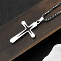New Cross Necklace Stainless Steel Sweater Chain Women's Non-fading Light Luxury High-end Simple Jewelry Accessories