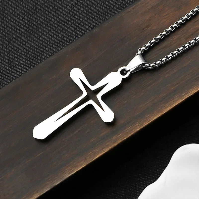 New Cross Necklace Stainless Steel Sweater Chain Women's Non-fading Light Luxury High-end Simple Jewelry Accessories